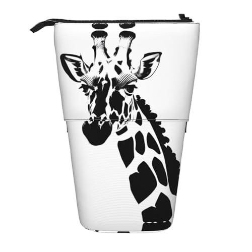 XZDAL Schwarze und weiße Giraffen-Federmäppchen mit erweiterbarem Design, tragbare und leichte Aufbewahrung für Schreibwaren, kleine Gegenstände von XZDAL