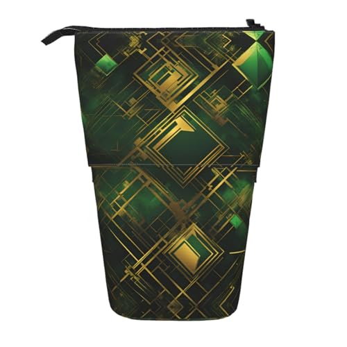 XZDAL Schwarzes und grünes kariertes Federmäppchen mit erweiterbarem Design, tragbare und leichte Aufbewahrung für Schreibwaren, kleine Gegenstände von XZDAL