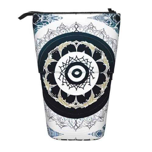 XZDAL Schwarzes und weißes rundes Totem-Federmäppchen mit erweiterbarem Design, tragbare und leichte Aufbewahrung für Schreibwaren, kleine Gegenstände von XZDAL