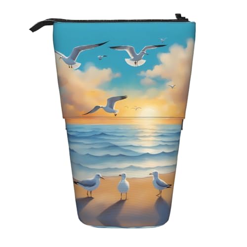 XZDAL Seagulls by The Sea Federmäppchen mit erweiterbarem Design, tragbare und leichte Aufbewahrung für Schreibwaren, kleine Gegenstände von XZDAL