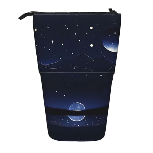 XZDAL Serene Blue Night View Federmäppchen mit erweiterbarem Design, tragbare und leichte Aufbewahrung für Schreibwaren, kleine Gegenstände von XZDAL