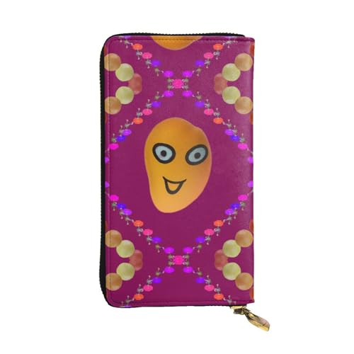 XZDAL Smiley Mango Modische Leder-Clutch-Geldbörse mit Kartenfächern, Geldfach und Münzfach mit Reißverschluss von XZDAL