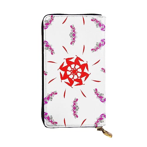 XZDAL Spinning Flowers modische Leder-Clutch-Geldbörse mit Kartenfächern, Geldfach und Münzfach mit Reißverschluss von XZDAL