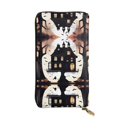 XZDAL Spooky Soiree modische Leder-Clutch-Geldbörse mit Kartenfächern, Geldfach und Münzfach mit Reißverschluss von XZDAL