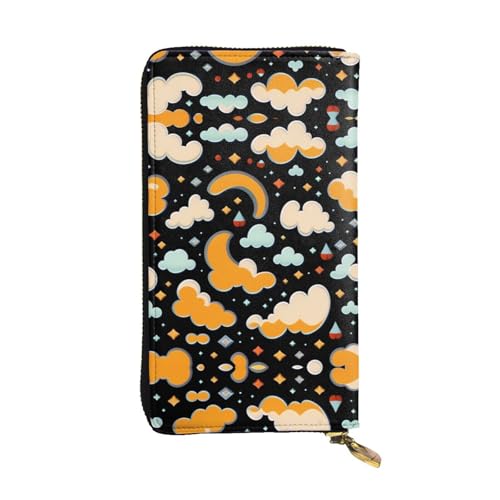 XZDAL Sprite Geldbörse mit abstrakten Wolken, modisch, Leder, lang, mit Kartenfächern, Geldfach und Münzfach mit Reißverschluss von XZDAL