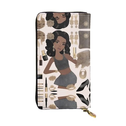 XZDAL Stilvolle glamouröse modische Leder-Clutch-Geldbörse mit Kartenfächern, Geldfach und Münzfach mit Reißverschluss von XZDAL