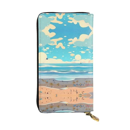 XZDAL Strand-Cartoon-Geldbörse, modisch, Leder, lang, mit Kartenfächern, Bargeldfach und Münzfach mit Reißverschluss von XZDAL