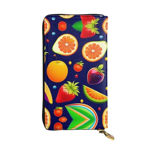 XZDAL Strawberries and Pears Modische Leder-Clutch-Geldbörse mit Kartenfächern, Geldfach und Münzfach mit Reißverschluss von XZDAL