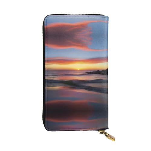 XZDAL Sunrise Bliss modische Leder-Clutch-Geldbörse mit Kartenfächern, Geldfach und Münzfach mit Reißverschluss von XZDAL