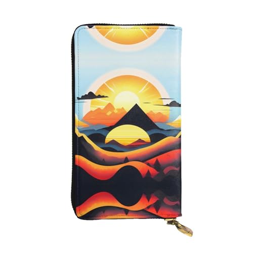 XZDAL Sunrise Mountain modische Leder-Clutch-Geldbörse mit Kartenfächern, Geldfach und Münzfach mit Reißverschluss von XZDAL