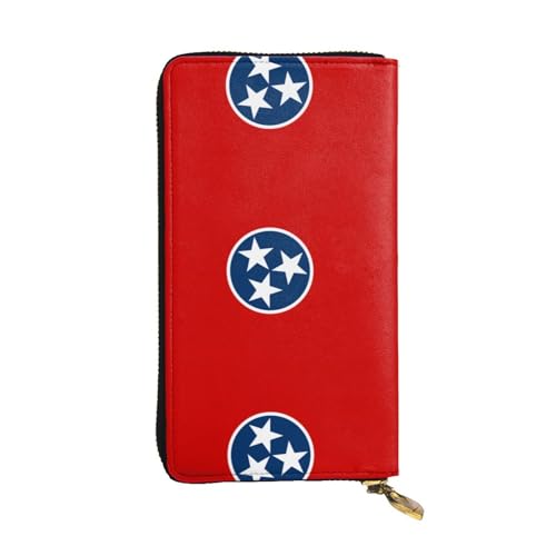 XZDAL Tennessee Geldbörse mit Staatsflagge, modisch, Leder, lang, mit Kartenfächern, Bargeldfach und Münzfach mit Reißverschluss von XZDAL