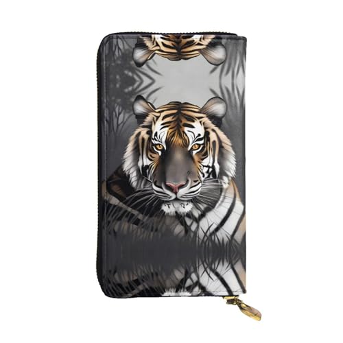 XZDAL Tiger at Rest modische Leder-Clutch-Geldbörse mit Kartenfächern, Geldfach und Münzfach mit Reißverschluss von XZDAL