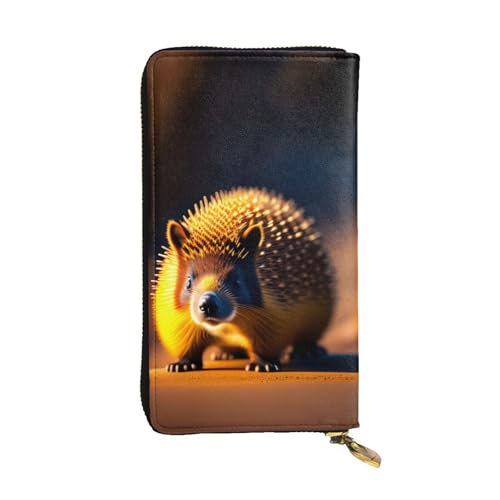 XZDAL Timid Hedgehog modische Leder-Clutch-Geldbörse mit Kartenfächern, Bargeldfach und Münzfach mit Reißverschluss von XZDAL