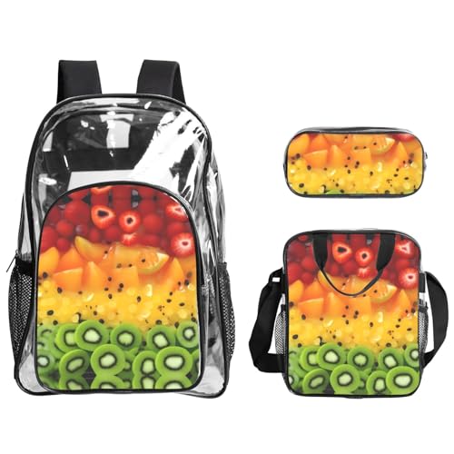 XZDAL Transparenter PVC-Rucksack mit frischem Obst, Federmäppchen, leicht, für Reisen und Arbeit von XZDAL