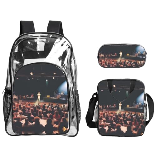 XZDAL Transparentes PVC On Stage Rucksack Lunch Bag Pencil Case Set, Leicht für Reisen Arbeit von XZDAL