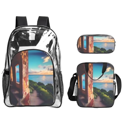 XZDAL Transparentes PVC-Reise-Rucksack, Lunch-Tasche, Federmäppchen, leicht, für Reisen und Arbeit XZDAL Transparentes PVC-Reise-Rucksack, Lunch-Tasche, Federmäppchen, leicht, für Reisen und Arbeit von XZDAL