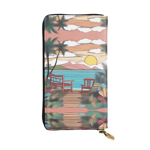 XZDAL Travel Bliss modische Leder-Clutch-Geldbörse mit Kartenfächern, Geldfach und Münzfach mit Reißverschluss von XZDAL