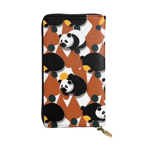 XZDAL Tumbling Panda modische Ledergeldbörse mit Kartenfächern, Geldfach und Münzfach mit Reißverschluss von XZDAL