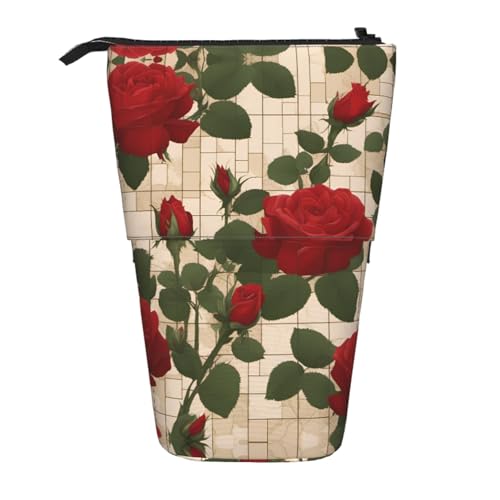 XZDAL Viele rote Rosen Federmäppchen mit erweiterbarem Design, tragbare und leichte Aufbewahrung für Schreibwaren, kleine Gegenstände von XZDAL