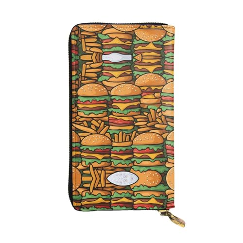 XZDAL Viele süße Burger-Geldbörse aus Leder, lang, mit Kartenfächern, Geldfach und Münzfach mit Reißverschluss von XZDAL