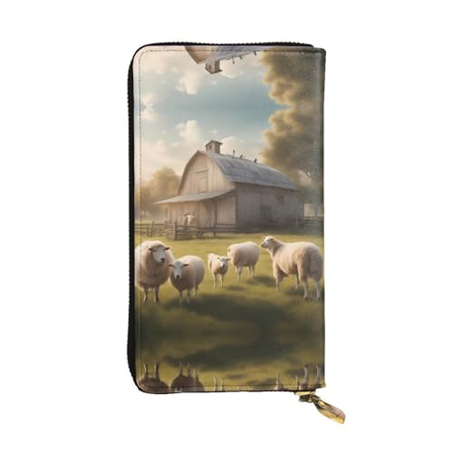 XZDAL Viele süße Schaf-modische Leder-Clutch-Geldbörse mit Kartenfächern, Geldfach und Münzfach mit Reißverschluss von XZDAL