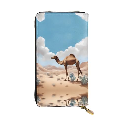 XZDAL Walking Camel Modische Leder-Clutch-Geldbörse mit Kartenfächern, Geldfach und Münzfach mit Reißverschluss von XZDAL