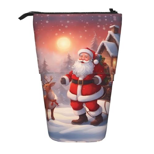 XZDAL Winter Santa Claus Federmäppchen mit erweiterbarem Design, tragbare und leichte Aufbewahrung für Schreibwaren, kleine Gegenstände von XZDAL