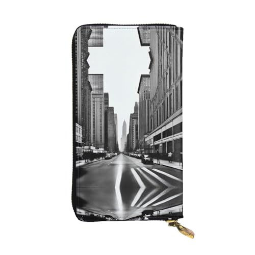 XZDAL aCity Street Modische Leder-Clutch-Geldbörse mit Kartenfächern, Geldfach und Münzfach mit Reißverschluss von XZDAL