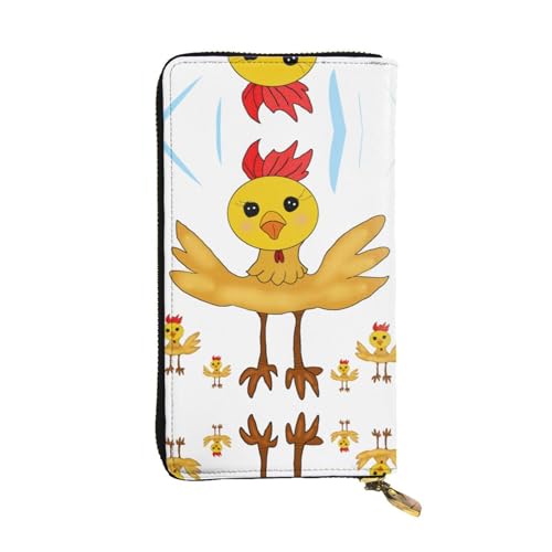 Hahn im Quadrat Modische Leder Lange Clutch Geldbörse für Mädchen und Frauen mit mehreren Fächern Schwarz One Size, Schwarz , Einheitsgröße von XZDCAL