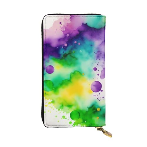 The world in watercolor Modische Leder-Clutch-Geldbörse für Mädchen und Frauen mit mehreren Fächern, Schwarz, Einheitsgröße, Schwarz , Einheitsgröße von XZDCAL
