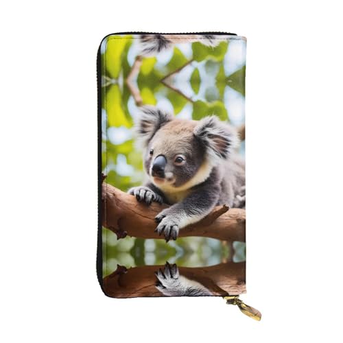 XZDCAL A little koala modische Leder Lange Clutch Geldbörse für Mädchen und Frauen mit mehreren Fächern Schwarz One Size, Schwarz , Einheitsgröße von XZDCAL