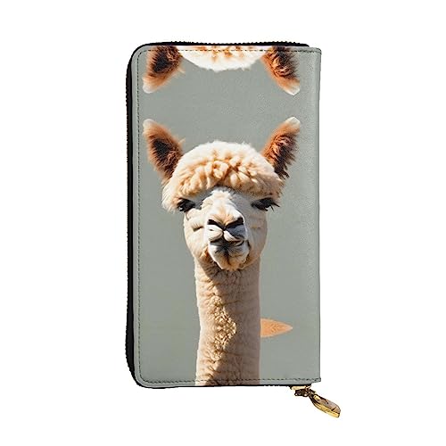 XZDCAL Alpaka Avatar Modische Leder Lange Clutch Geldbörse für Mädchen und Frauen mit Mehrere Fächer, Schwarz, One Size, Schwarz , Einheitsgröße von XZDCAL