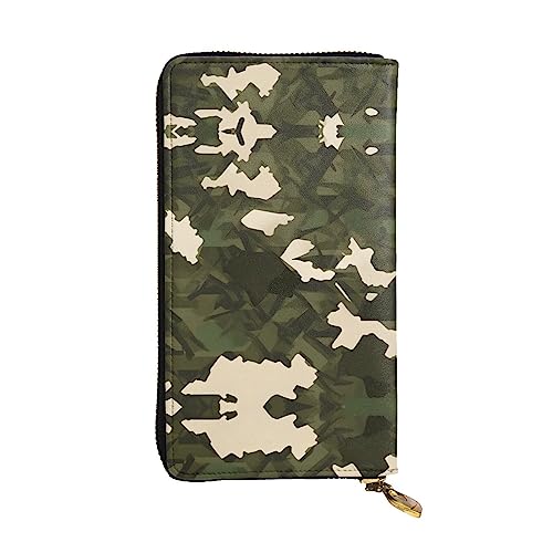 XZDCAL Armee Tarnung Mode Leder Lange Clutch Geldbörse für Mädchen und Frauen mit mehreren Fächern Schwarz Einheitsgröße, Schwarz , Einheitsgröße von XZDCAL