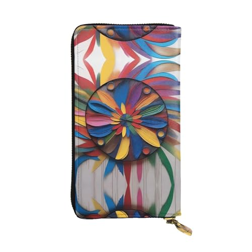 XZDCAL Artistic Flair Modische Leder Lange Clutch Geldbörse für Mädchen und Frauen mit mehreren Fächern, Schwarz, One Size, Schwarz , Einheitsgröße von XZDCAL