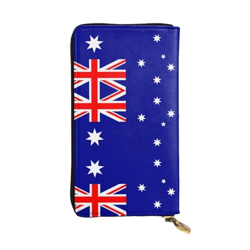 XZDCAL Australische Flagge Mode Leder Lange Clutch Geldbörse für Mädchen und Frauen mit mehreren Fächern Schwarz Einheitsgröße, Schwarz , Einheitsgröße von XZDCAL
