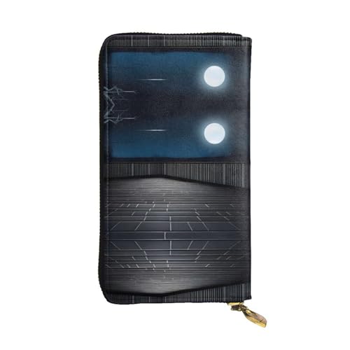 XZDCAL Balkon bei Nacht Mode Leder Lange Clutch Geldbörse für Mädchen und Frauen mit mehreren Fächern, Schwarz, One Size, Schwarz , Einheitsgröße von XZDCAL