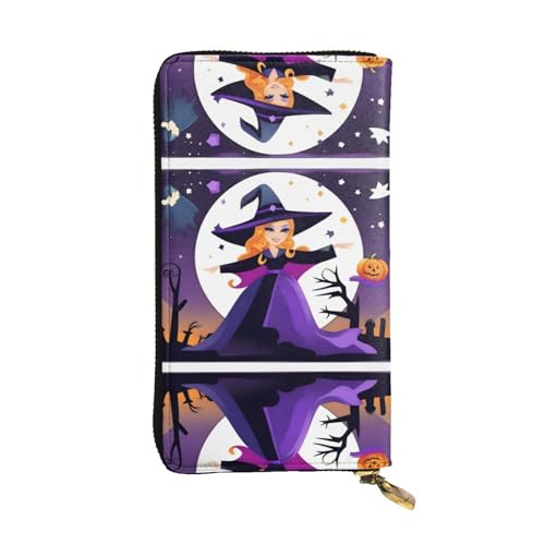 XZDCAL BewitchedBash Modische Leder Lange Clutch Geldbörse für Mädchen und Frauen mit mehreren Fächern, Schwarz, One Size, Schwarz , Einheitsgröße von XZDCAL