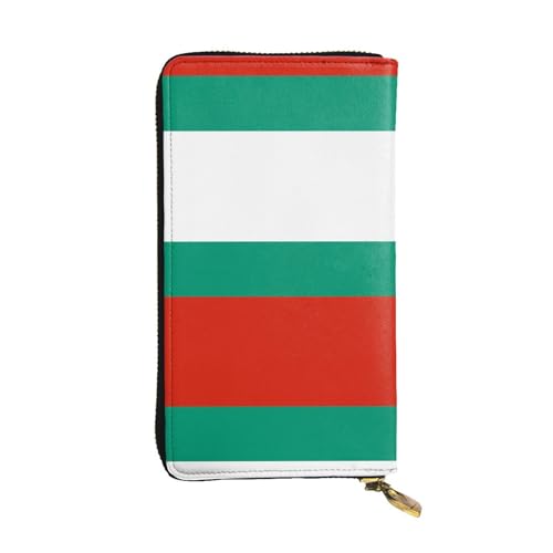 XZDCAL Bulgarische Flagge Mode Leder Lange Clutch Geldbörse für Mädchen und Frauen mit mehreren Fächern Schwarz Einheitsgröße, Schwarz , Einheitsgröße von XZDCAL