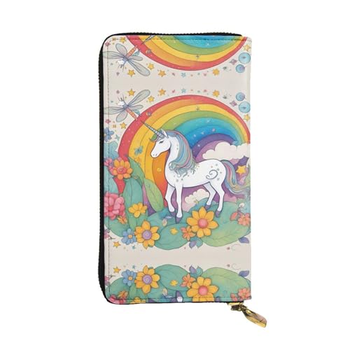 XZDCAL Cartoon Einhörner Mode Leder Lange Clutch Geldbörse für Mädchen und Frauen mit mehreren Fächern Schwarz Einheitsgröße, Schwarz , Einheitsgröße von XZDCAL