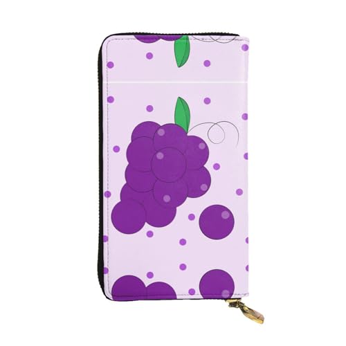 XZDCAL Cartoon Grapes Modische Leder Lange Clutch Geldbörse für Mädchen und Frauen mit mehreren Fächern, Schwarz, Einheitsgröße, Schwarz , Einheitsgröße von XZDCAL