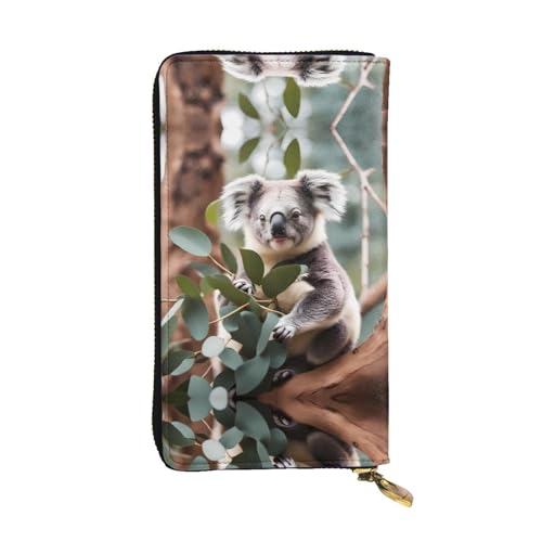 XZDCAL Cartoon Koala Mode Leder Lange Clutch Geldbörse für Mädchen und Frauen mit mehreren Fächern Schwarz Einheitsgröße, Schwarz , Einheitsgröße von XZDCAL