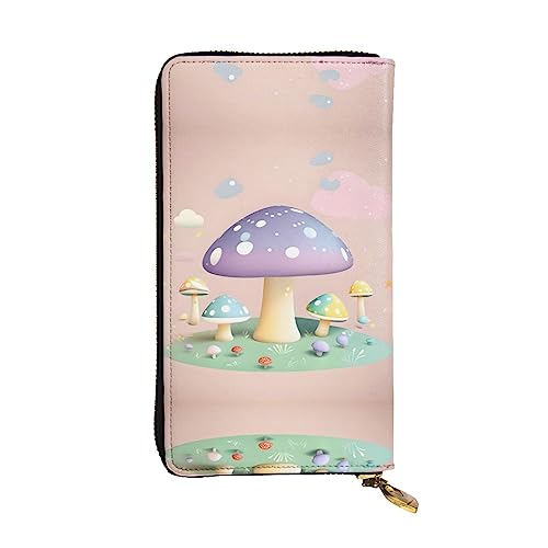 XZDCAL Cartoon Pilz Mode Leder Lange Clutch Geldbörse für Mädchen und Frauen mit mehreren Fächern, Schwarz, Einheitsgröße, Schwarz , Einheitsgröße von XZDCAL