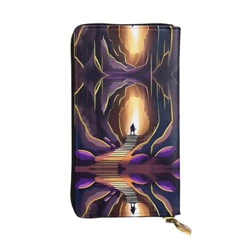 XZDCAL ChillingCaverns Modische Leder Lange Clutch Geldbörse für Mädchen und Frauen mit mehreren Fächern Schwarz One Size, Schwarz , Einheitsgröße von XZDCAL