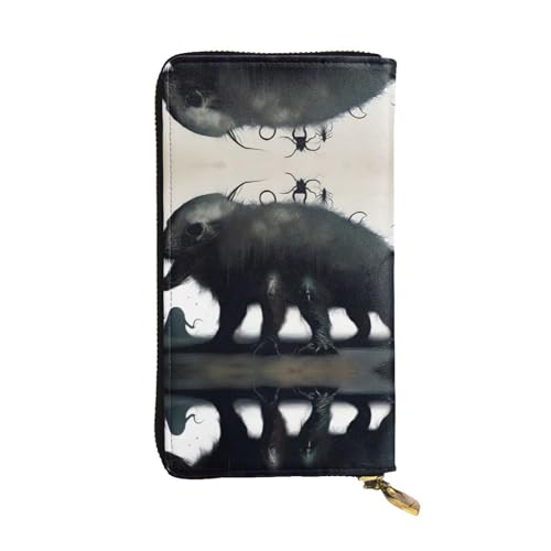 XZDCAL CreepyCreatures Modische Leder Lange Clutch Geldbörse für Mädchen und Frauen mit mehreren Fächern, Schwarz, One Size, Schwarz , Einheitsgröße von XZDCAL