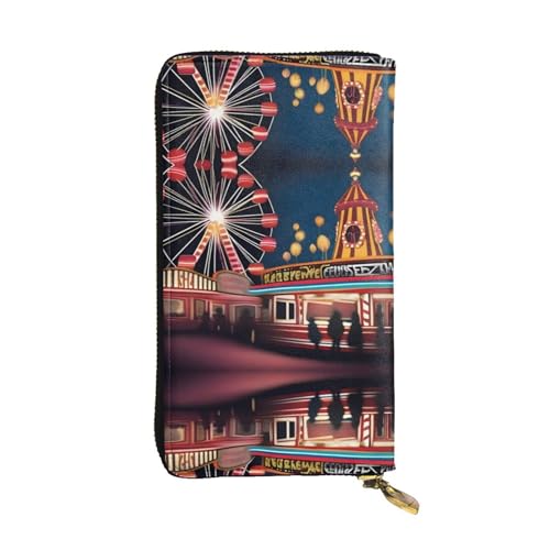 XZDCAL CursedCarnival Modische Leder Lange Clutch Geldbörse für Mädchen und Frauen mit Mehreren Fächern Schwarz One Size, Schwarz , Einheitsgröße von XZDCAL