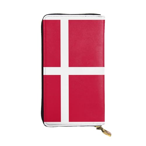 XZDCAL Dänische Flagge Mode Leder Lange Clutch Geldbörse für Mädchen und Frauen mit mehreren Fächern Schwarz Einheitsgröße, Schwarz , Einheitsgröße von XZDCAL