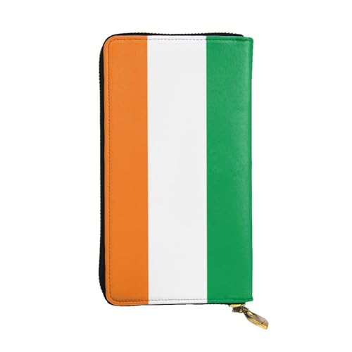 XZDCAL Flag of Ivory Coast Modische Leder Lange Clutch Geldbörse für Mädchen und Frauen mit mehreren Fächern, Schwarz, One Size, Schwarz , Einheitsgröße von XZDCAL
