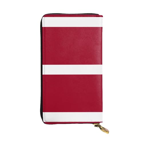 XZDCAL Flag of Lettland Modische Leder Lange Clutch Geldbörse für Mädchen und Frauen mit mehreren Fächern Schwarz One Size, Schwarz , Einheitsgröße von XZDCAL