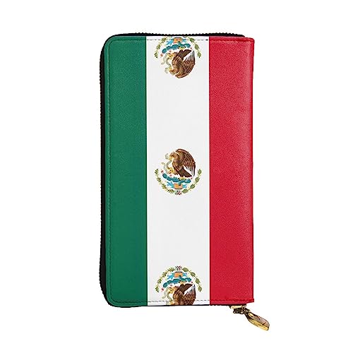 XZDCAL Flag of Mexico Modische Leder Lange Clutch Geldbörse für Mädchen und Frauen mit mehreren Fächern Schwarz One Size, Schwarz , Einheitsgröße von XZDCAL