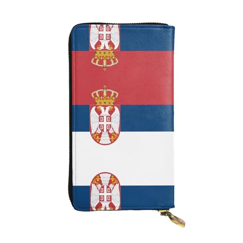 XZDCAL Flag of Serbia Modische Leder Lange Clutch Geldbörse für Mädchen und Frauen mit mehreren Fächern Schwarz One Size, Schwarz , Einheitsgröße von XZDCAL